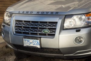 Land Rover with blue and white bc license plate